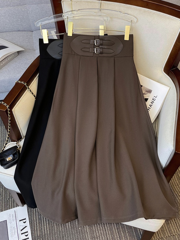 Plus Size Highwaist Pleat Midi Skirt