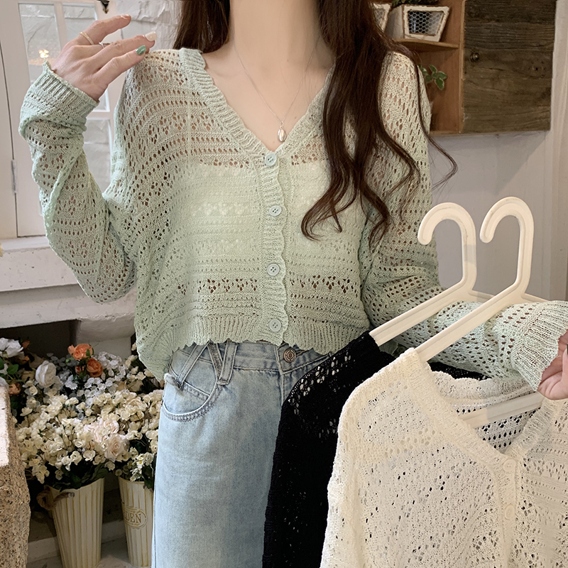 Plus Size Hollow Lace Crop Cardigan