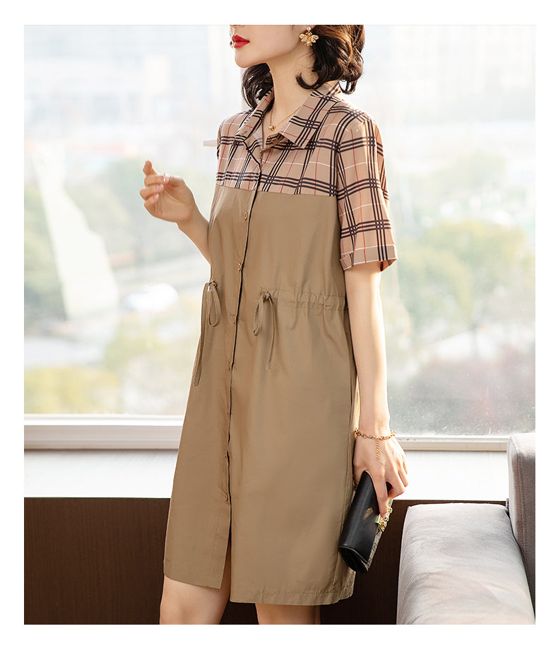 plus size khaki shirt dress YOURS Curve Khaki Green Check Shirt Dress 10