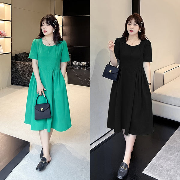 Plus Size Korean A-Line Midi Dress