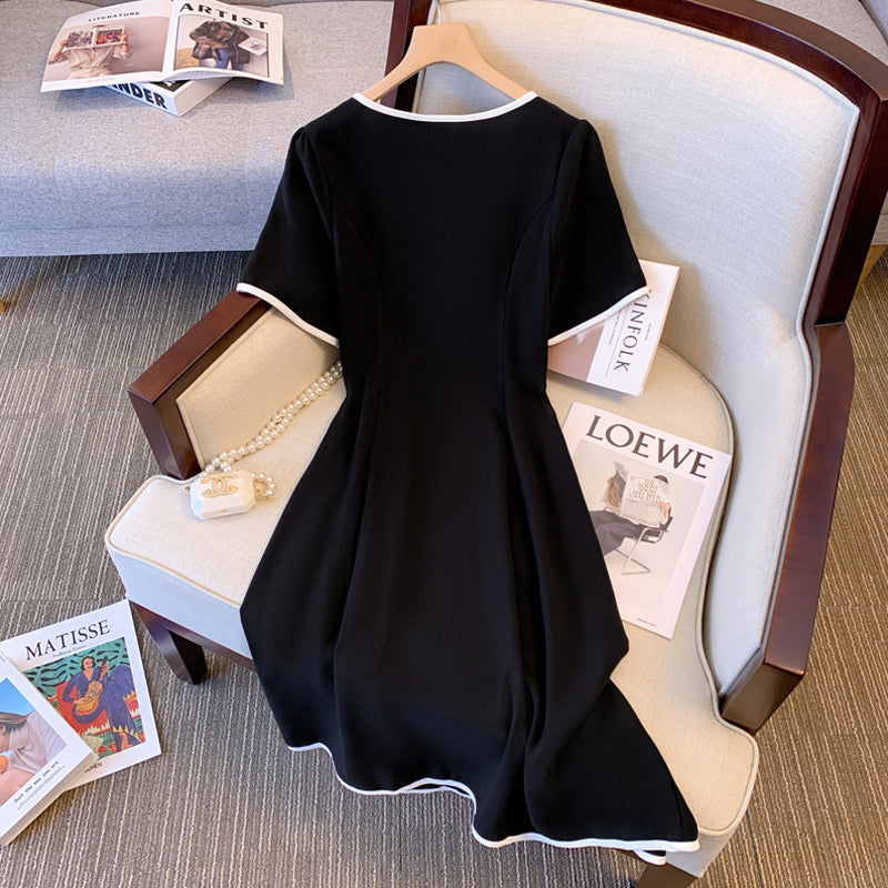 Plus Size Korean Black Pleat Work Dress – Pluspreorder