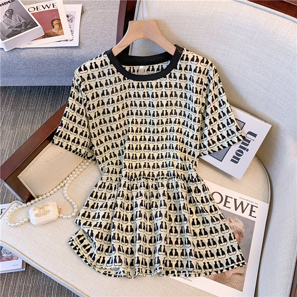 Plus Size Print Peplum Blouse