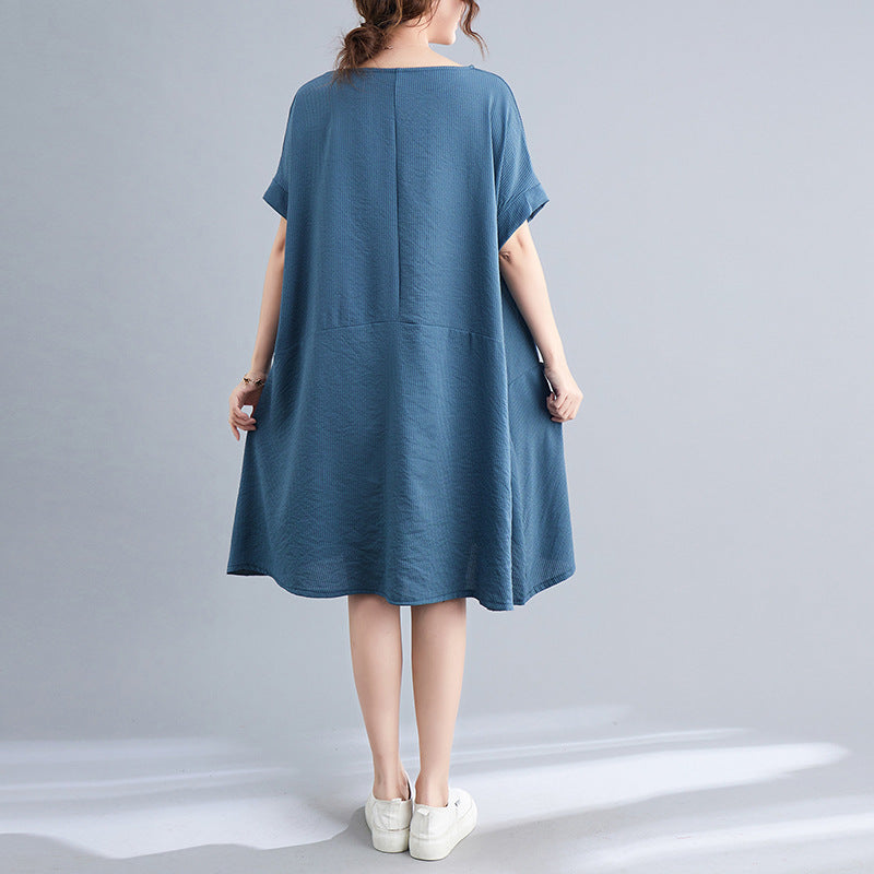 Plus size shift top dress with pockets