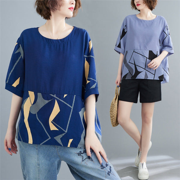 Plus Size Shapes Block Blouse