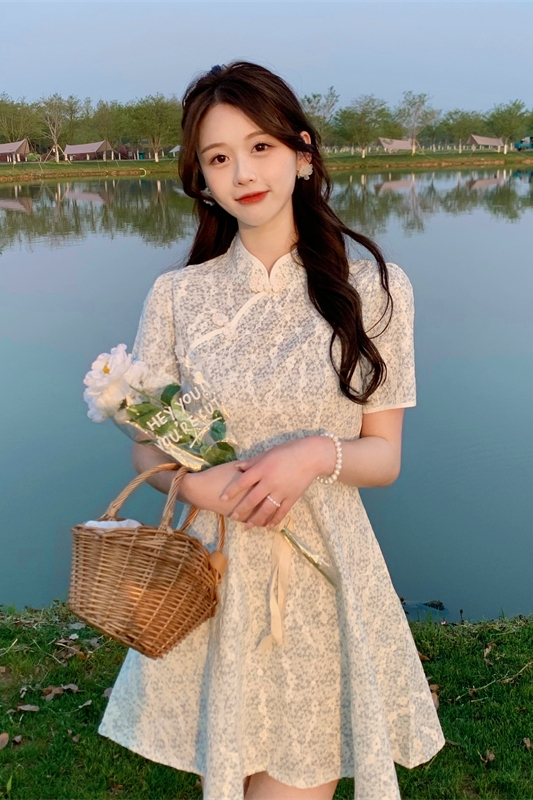 Plus Size Korean Blue Lace Floral Qipao Dress Pluspreorder Plus Size Korean Blue Lace Floral Qipao Dress Pluspreorder