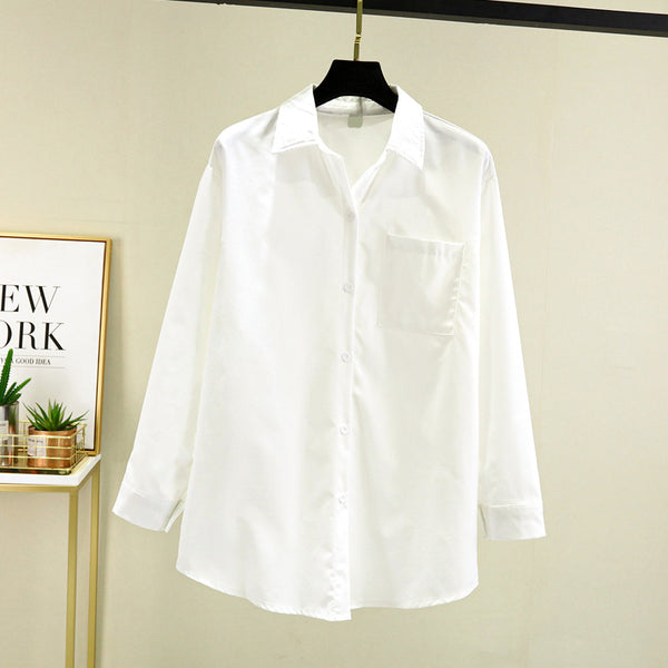 Plus Size White Pocket Buttons Shirt