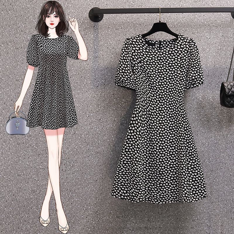 Plus Size Korean Hearts Print Dress