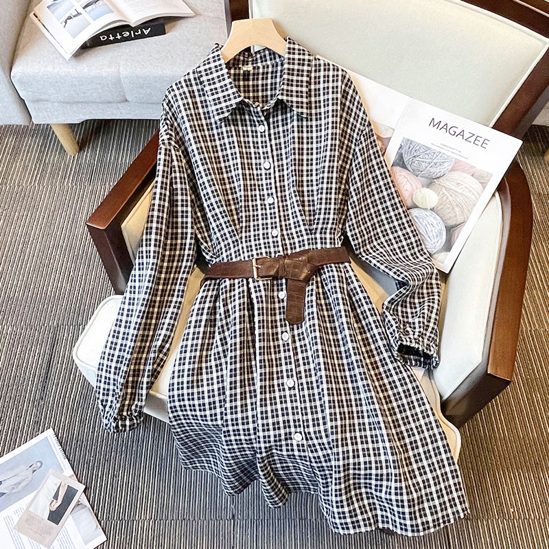 Plus Size Korean Checked Shirt Dress – Pluspreorder