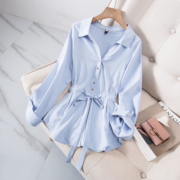 Plus Size Korean Button Mid Sleeve Shirt Blouse