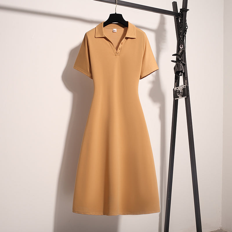 Plus Size Korean A Line Polo T Shirt Dress – Pluspreorder