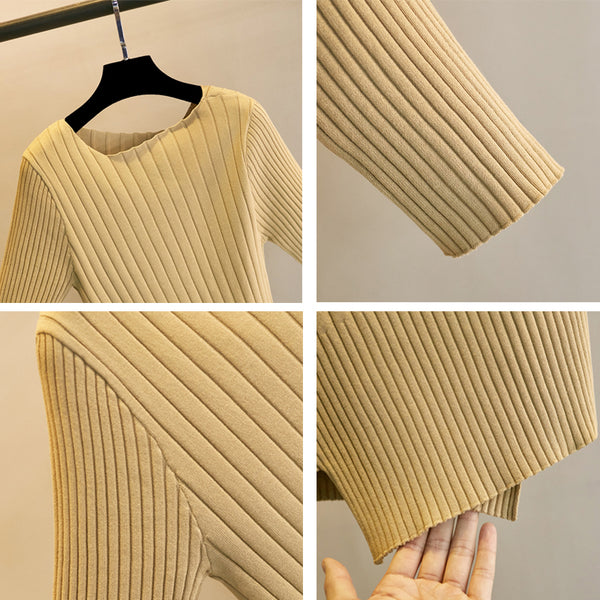 Plus Size Korean Asymmetric Knit Blouse