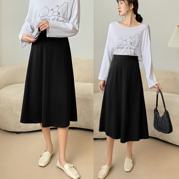 Plus Size Black Swing Skirt