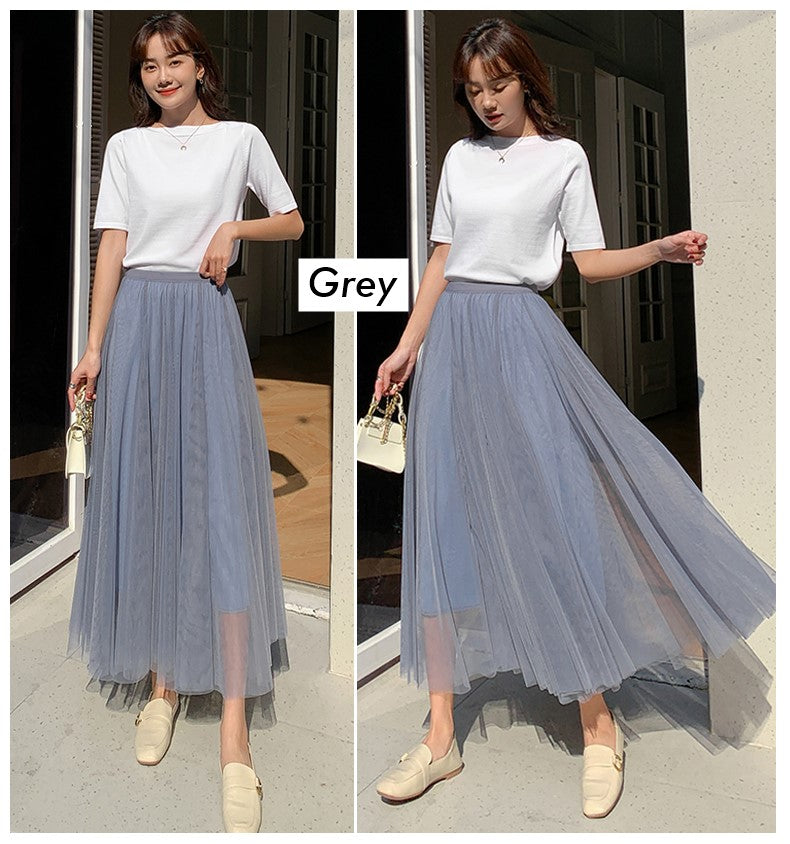 Plus Size Korean Tulle Midi Skirt Pluspreorder