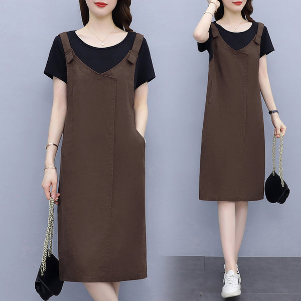 Plus Size Korean Mock 2 Piece Dress