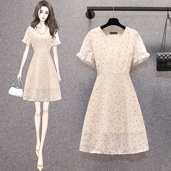 Plus size Korean heart wrap v neck dress