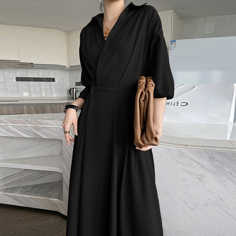 Plus Size Korean Wrap Trench Mid Sleeve Midi Shirt Dress – Pluspreorder