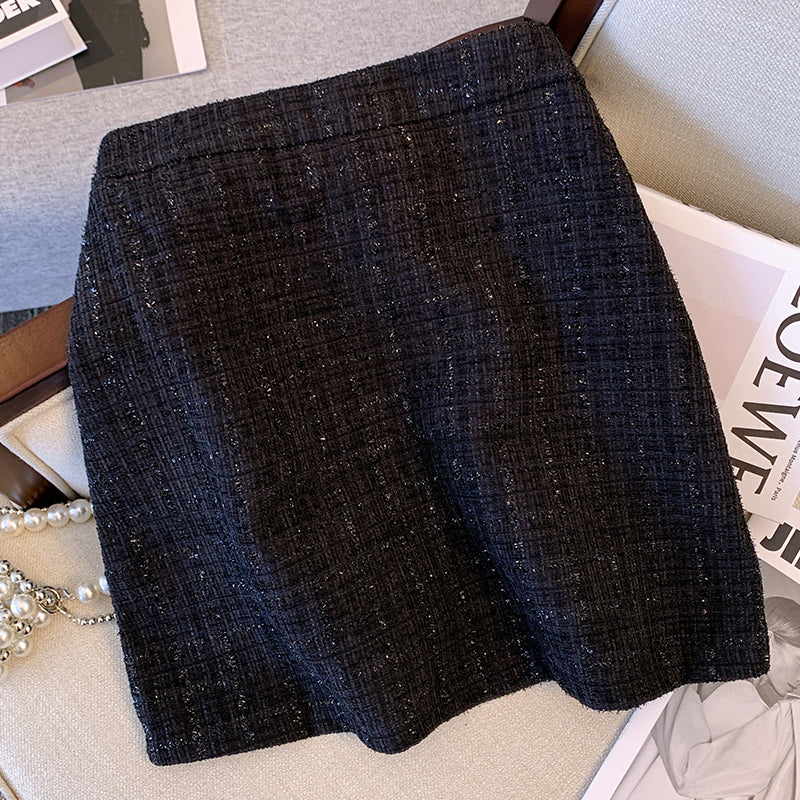 Plus Size Korean Tweed Mini Skirt