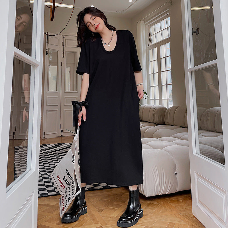 Plus black on sale t shirt dress