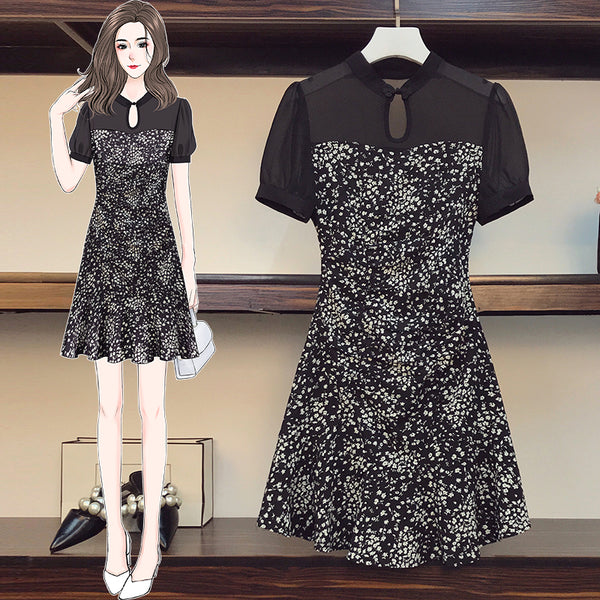 Plus Size Black A Line Cheongsam