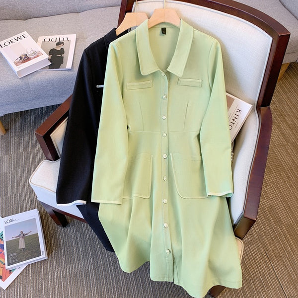 Plus Size Chanelesque Long Sleeve Shirt Dress