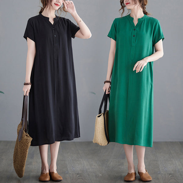 Plus Size Notch Neck Midi Dress