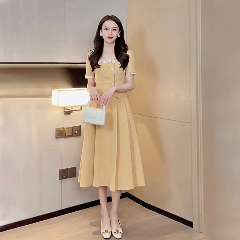 korean design midi dress Hanbok Women Tulip Pattern Dress, Korean Modern Hanbok Wrap Style Midi Dress, Korea Modernized Daily Casual Party Long Sleeve Hanbok Dress