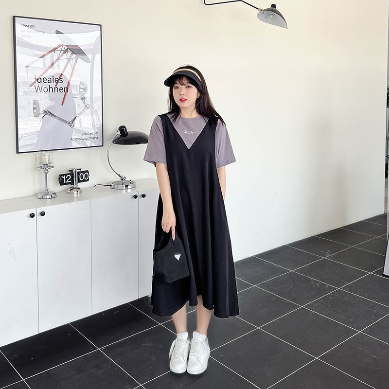 Plus Size Korean Mock 2 Piece Dress Pluspreorder