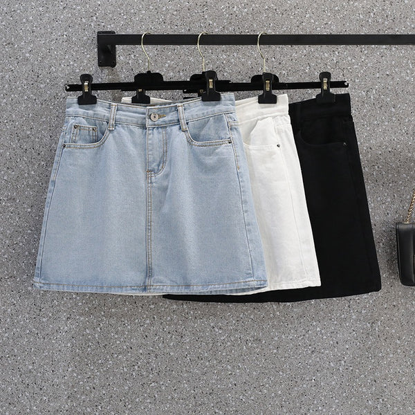 Plus Size Denim Mini Skirt