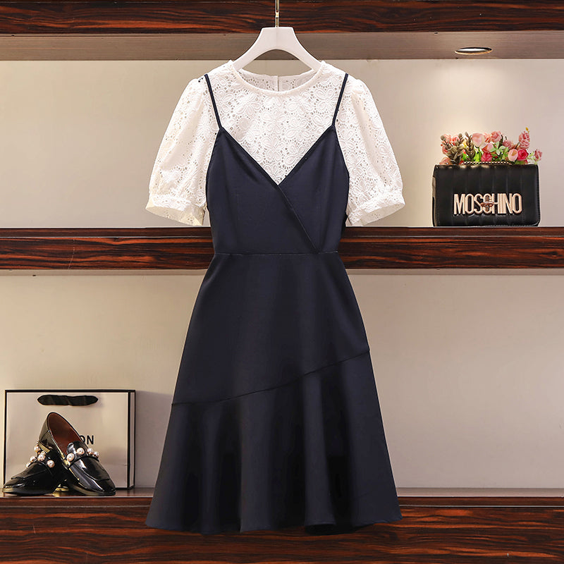 Plus Size Lace Layer Korean Dress – Pluspreorder