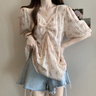 Plus Size Korean Floral Babydoll Blouse