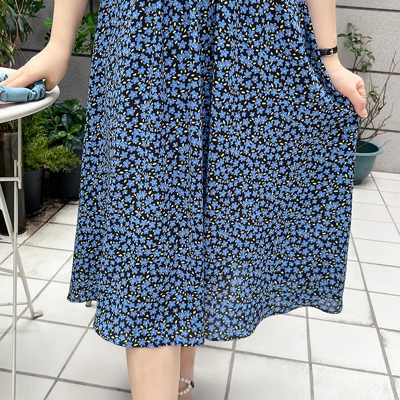 midi dress shopee Plus Size Korean Blue Little Flowers Wrap Midi Dress – Pluspreorder