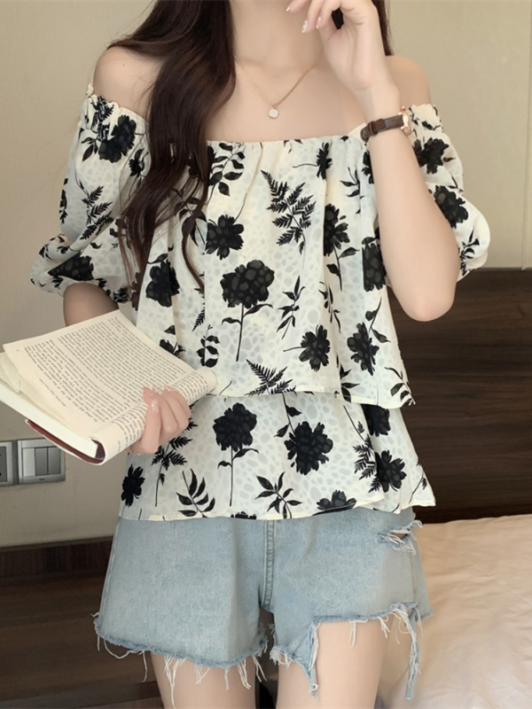 Plus Size Korean Floral Layer Blouse