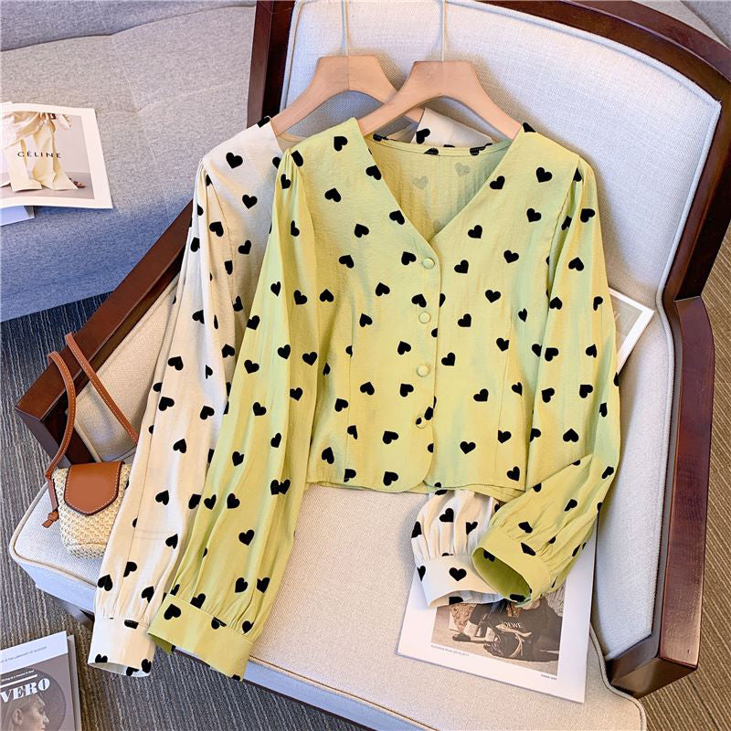 Plus Size Korean Hearts Long Sleeve Blouse / Jacket