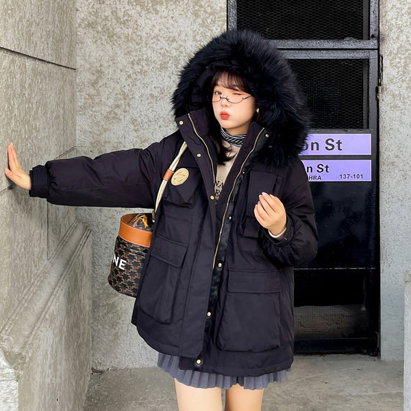 Black Winter Jacket Long Padding Coat Korea Ladies Jackets Long
