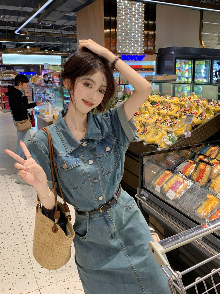Plus Size Korean Pencil Denim Shirt Dress – Pluspreorder