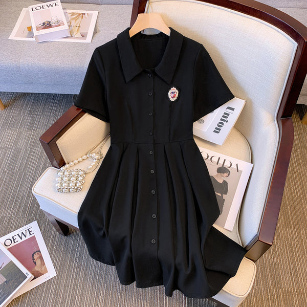 Plus Size Korean Pleats Shirt Dress