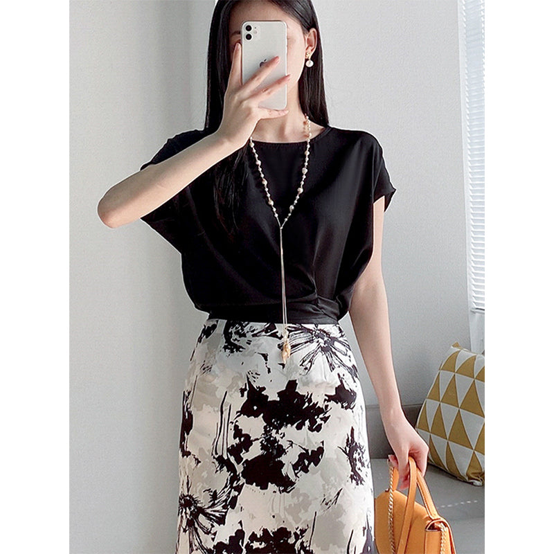 Plus Size Korean Side Tie Chiffon Blouse