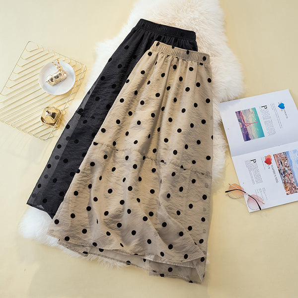 Plus Size Polka Dots Crepe Skirt