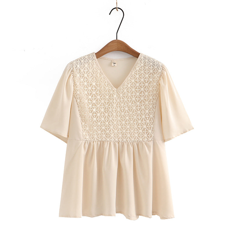 Plus Size Lace Babydoll Blouse (EXTRA BIG SIZE)