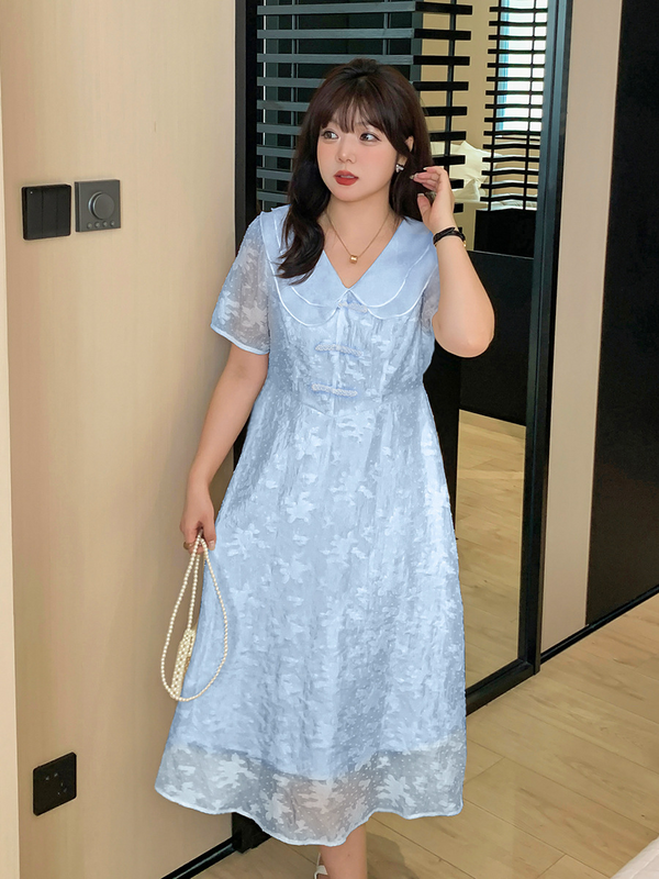 Plus Size Lace Collar Cheongsam Dress
