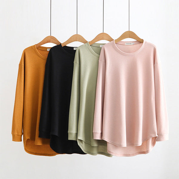 Plus Size Long Sleeve Knit T Shirt Top (EXTRA BIG SIZE)