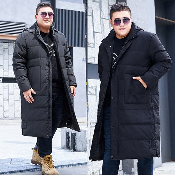 Plus Size Men’s Down Hood Long Length Winter Jacket