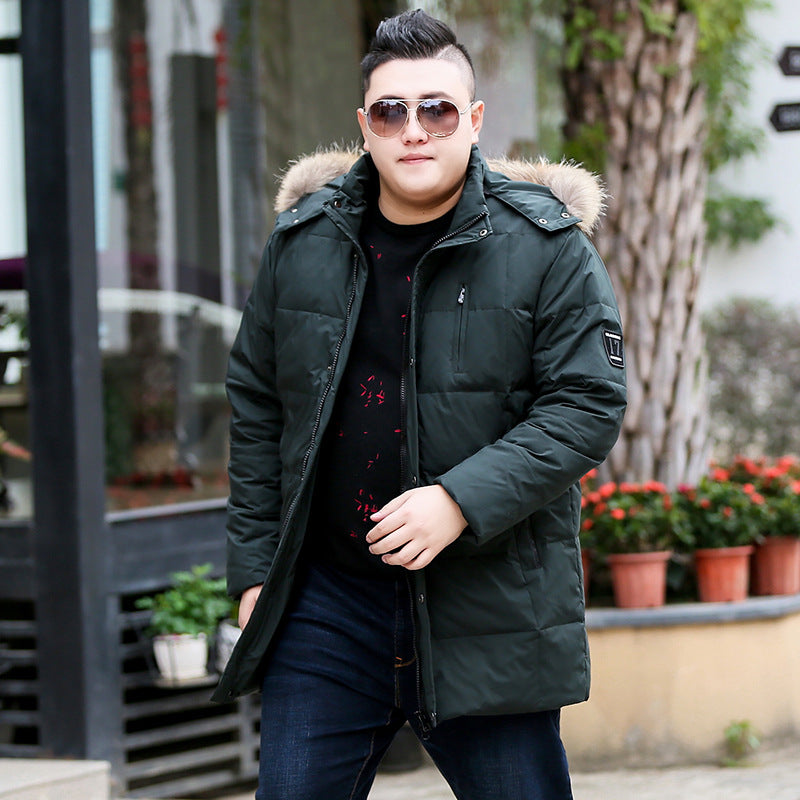 Plus Size Men’s Down Fur Hood Winter Jacket