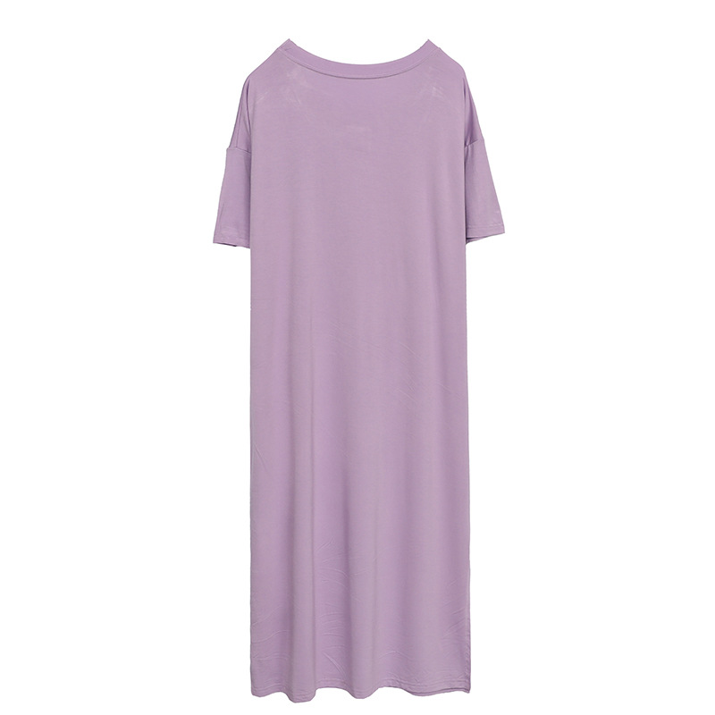 Plus Size Modal Cotton Short Sleeve Midi Tee Dress (Extra Big Size)