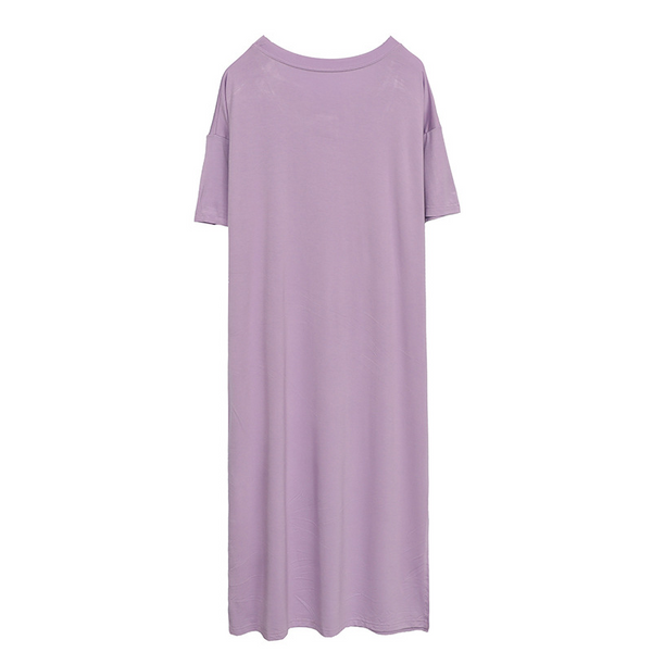 Plus Size Modal Cotton Short Sleeve Midi Tee Dress (Extra Big Size)
