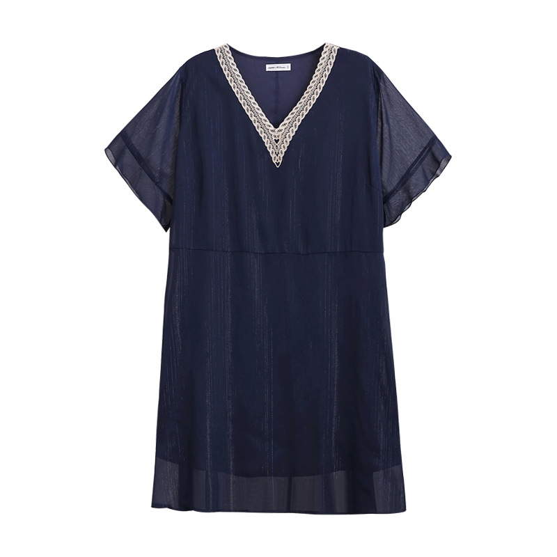 Plus Size Navy Lace V Neck Shift Dress (Extra Big Size) – Pluspreorder