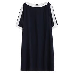 navy blue shift dress plus size Plus Size Navy Colour Block Shift Dress (EXTRA BIG SIZE) – Pluspreorder