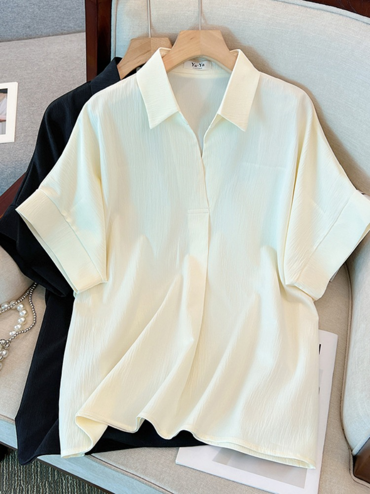 Plus Size Notch Neck Shirt Blouse