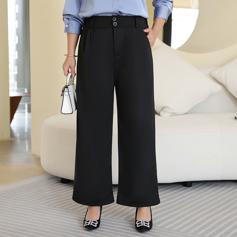 Plus Size Office Black Straight Leg Trousers (Extra Big Size)