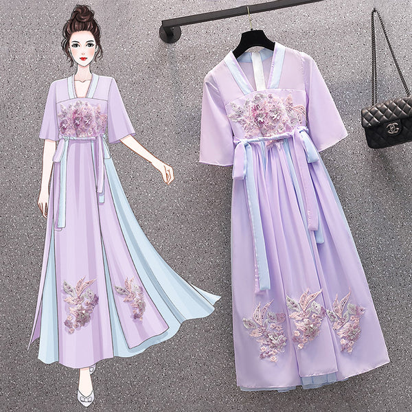 Plus Size Purple Phoenix Hanbok